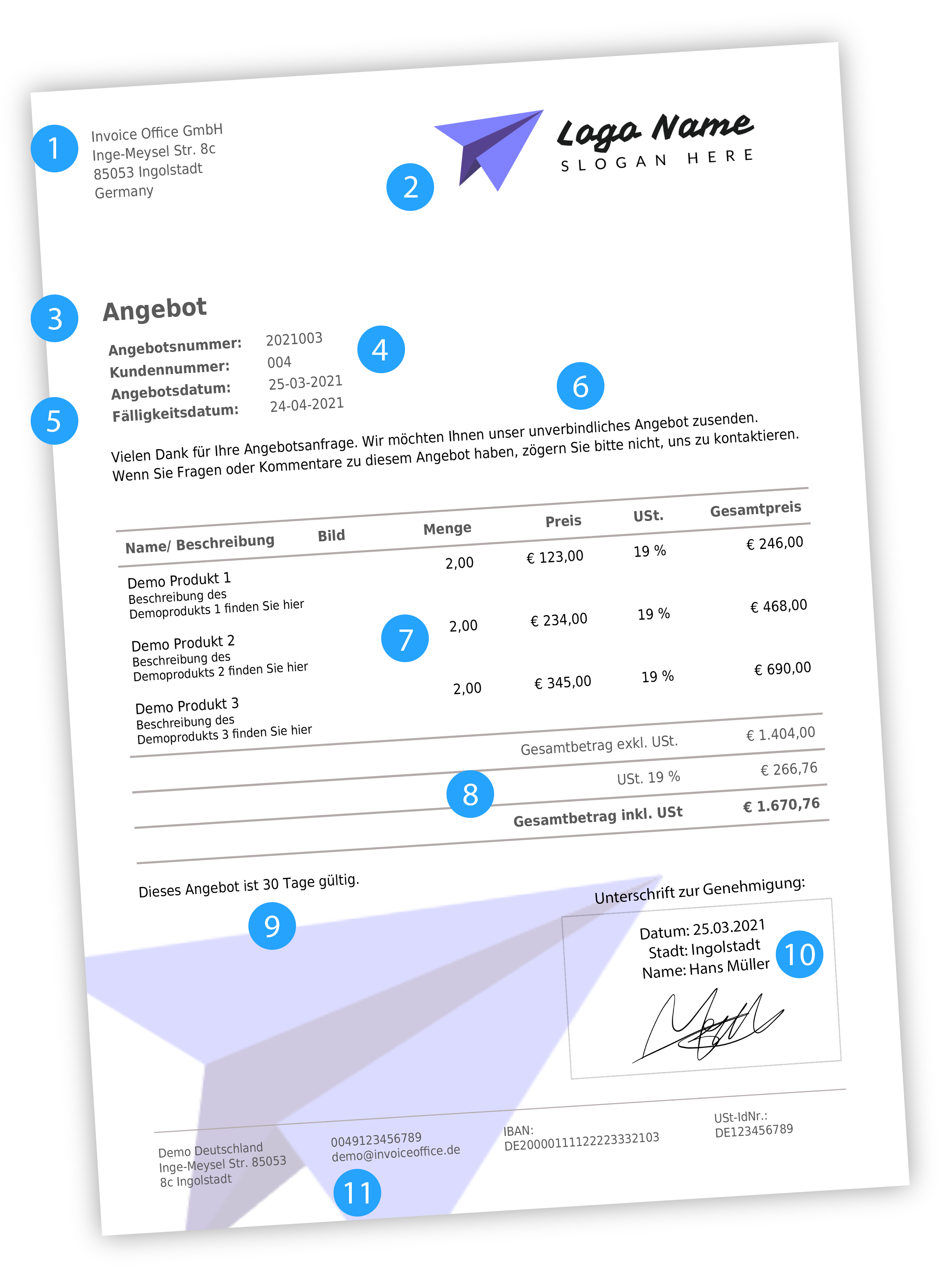 Ein professionelles Angebot Schreiben Sie mit Invoice Office