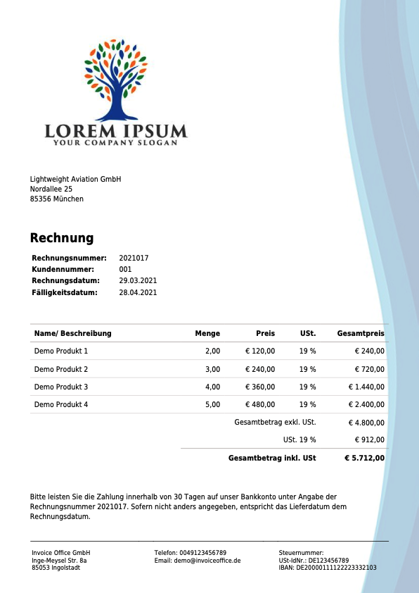 Rechnung Invoice Office GmbH (2021017)